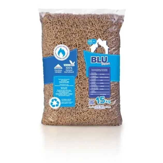 BLU PELLET pellets de madera 100% Abeto – EnPlus A1 Bolsa 15kg